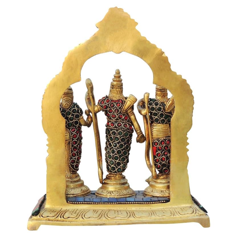 Brass Ram Darbar Idol | Handcrafted Ram Parivar Puja Murti, Height : 9 Inch (BSMAS837 B) view 3
