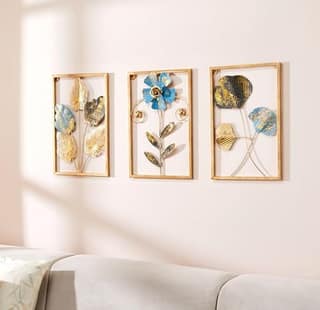 Amazon Brand – Solimo Leaves Metal Wall Decor | Elegant Nature-Inspired Iron Wall Hanging | Sturdy Iron | Wall