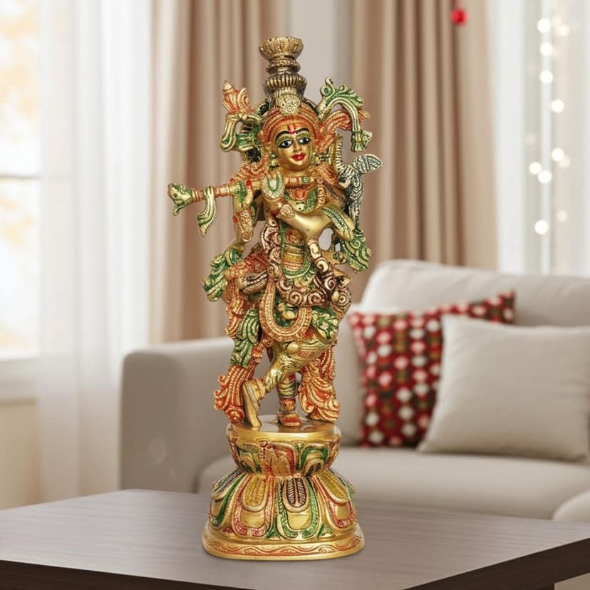 Brass Showpiece Krishna Ji God Idol Statue (BSMAS1409 K)