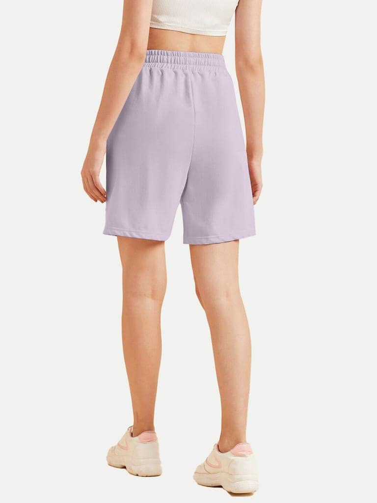 Womens Lilac Solid Shorts view 4
