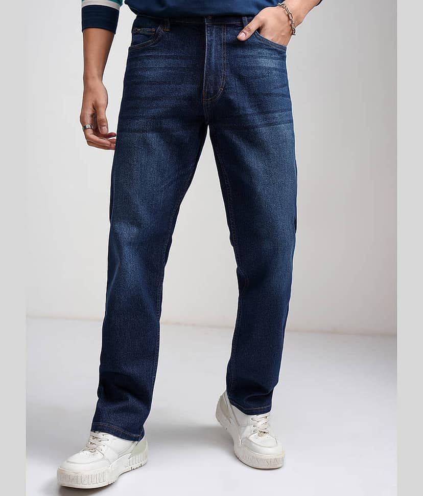 Highlander Straight Solid Men's Jeans - Indigo Blue ( Pack of 1 )