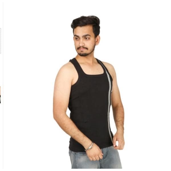 Men's Round Neck Vest Linner Black (Pack of 01 Pcs) view 2