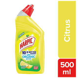 Harpic Organic Active Disinfectant Toilet Cleaner Liquid, Citrus, 500 Ml