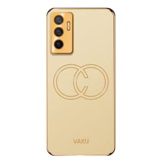 Vaku Luxos Skylar Back Cover Case for Vivo V23e 5G with Leather Pattern Design Gold Electroplated Soft TPU Cover, Shockproof Protective Case - Gold