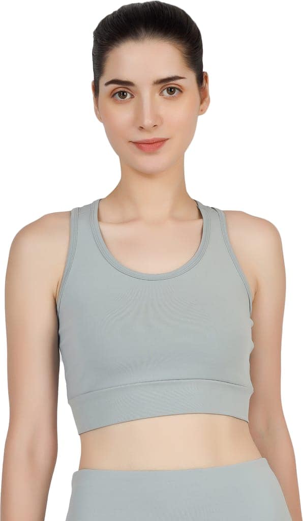 BlueFicus Women Dryfit Sports Non-Padded Bra for Gym, Yoga, Zumba, Aerobics Walking, Swimming, Cycling (Grey) view 5
