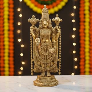 Handcrafted Brass Tirupati Balaji Mandir Murti, Height : 47 Inch (BSMAS1496 A)