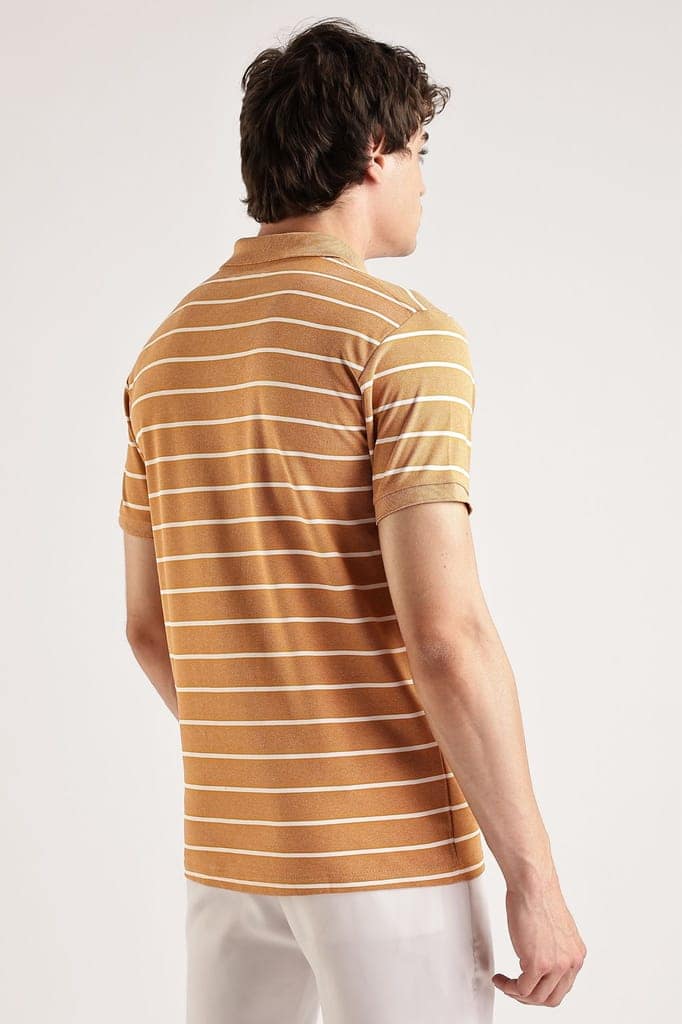 Pollycotton Orange Striped Polo view 6
