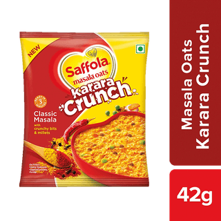 Saffola Masala Oats - Karara Crunch, Classic Masala, Tasty Recipe, 42 G