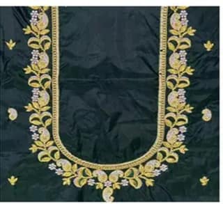 Dark Green embroidered blouse - Un Stiched Blouse - 1 Meter