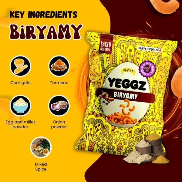 YEGGZ Combo (Creamy Cheese,Briyamy,Spicy Korean) Puffed Curls - Crispy Snacks (Pack Of 3) view 3