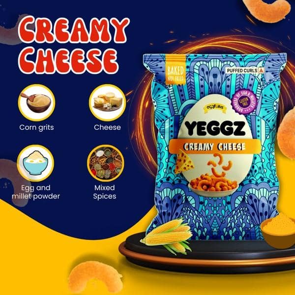 YEGGZ Combo (Creamy Cheese,Briyamy,Spicy Korean) Puffed Curls - Crispy Snacks (Pack Of 3) view 4