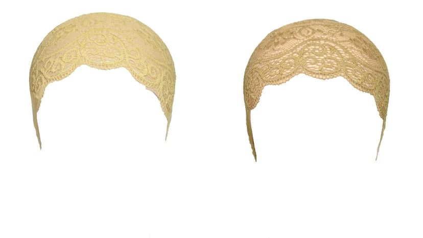 Girls and Womens Hijab Cap Hijab Headband, Under Hijab Scarf Cream and Dark Beige Naqab Head Scarf (2 pcs)