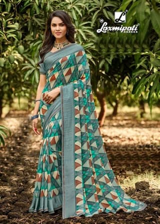 Multicolor Color Georgette Saree With Fancy Border And Blouse Piece