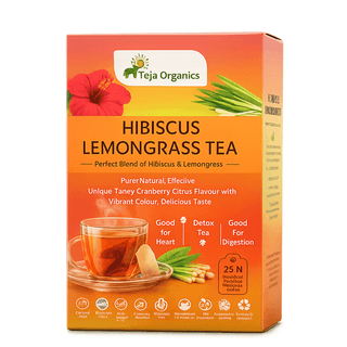 Hibiscus Lemongrass Tea Bags 25 Nos | Helps to lower cholesterol | Supports Heart Health | Helps to improves metabolism & Digestion | Natural Detox