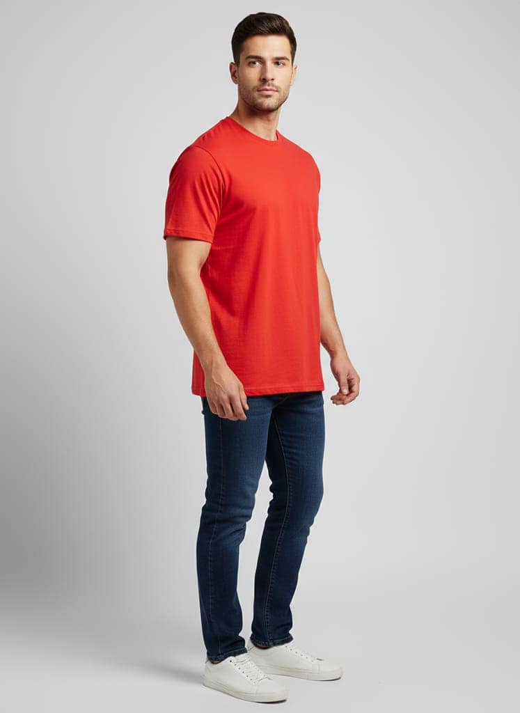 Arglex Essential Red Solid Cotton T-Shirt for Men | Regular Fit | Crew Neck | Half Sleeve view 2