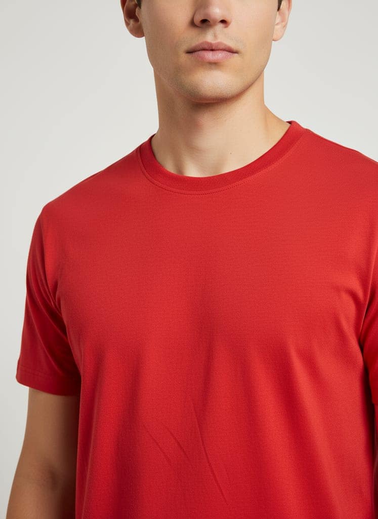 Arglex Essential Red Solid Cotton T-Shirt for Men | Regular Fit | Crew Neck | Half Sleeve view 3