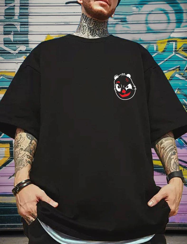 Men's Joker Panda T-Shirt, Streetwear Hip Hop Short Sleeve Tshirt, Harajuku Casual T Shirt, Joker Panda Graphic Tee : AA(ARN)BLACK_16 view 3