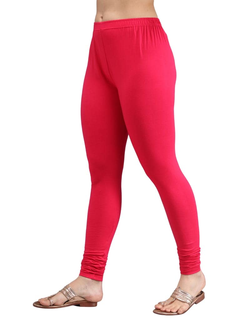 SOFT COLORS Women's Skinny Fit Ethnic Wear Churidar Leggings (Magenta) view 2