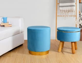 ShadowKart Ottoman Pouffes Sitting Stool for Living Room Furniture Wooden Footstools Puff Mudda Footrest Pouff for Office Home Decor, Combo