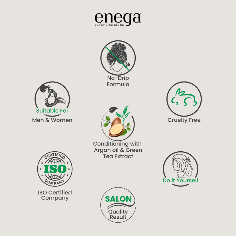 Enega nourishing no ammonia burgundy cream hair color with argan oil & green tea extract 120ml view 10