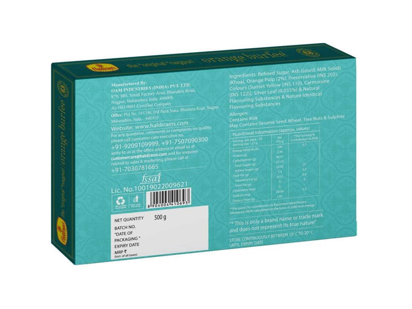 Haldiram's Orange Burfee Packed Sweets - 500 Gm - Pack of 2 view 2