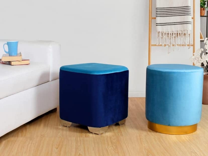 ShadowKart Ottoman Pouffes Sitting Stool for Living Room Furniture Wooden Footstools Puff Mudda Footrest Pouff for Office Home Decor, Combo