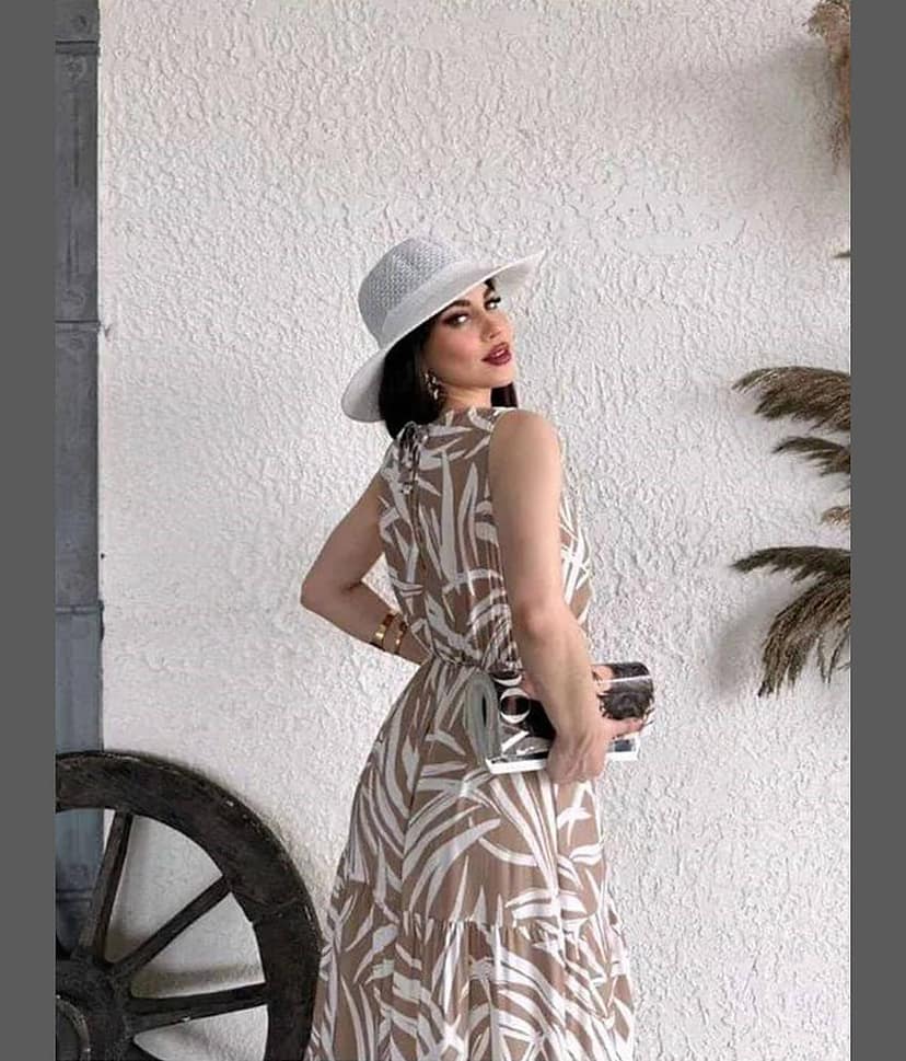ZWERLON Women Viscose Rayon Printed A-line Dress ( White ) view 2