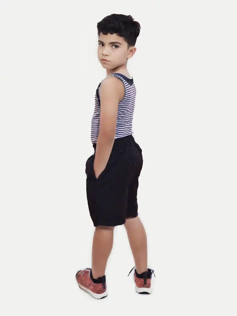 Boys Black Striped Tank view 3