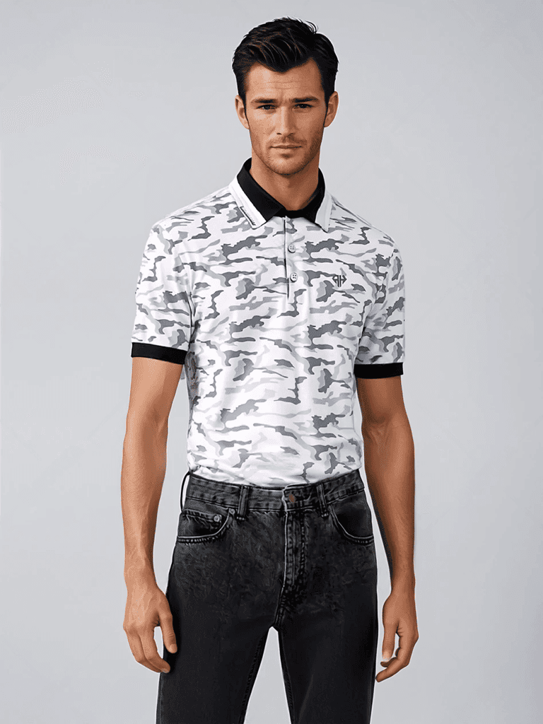 AH White Camo Golf Polo