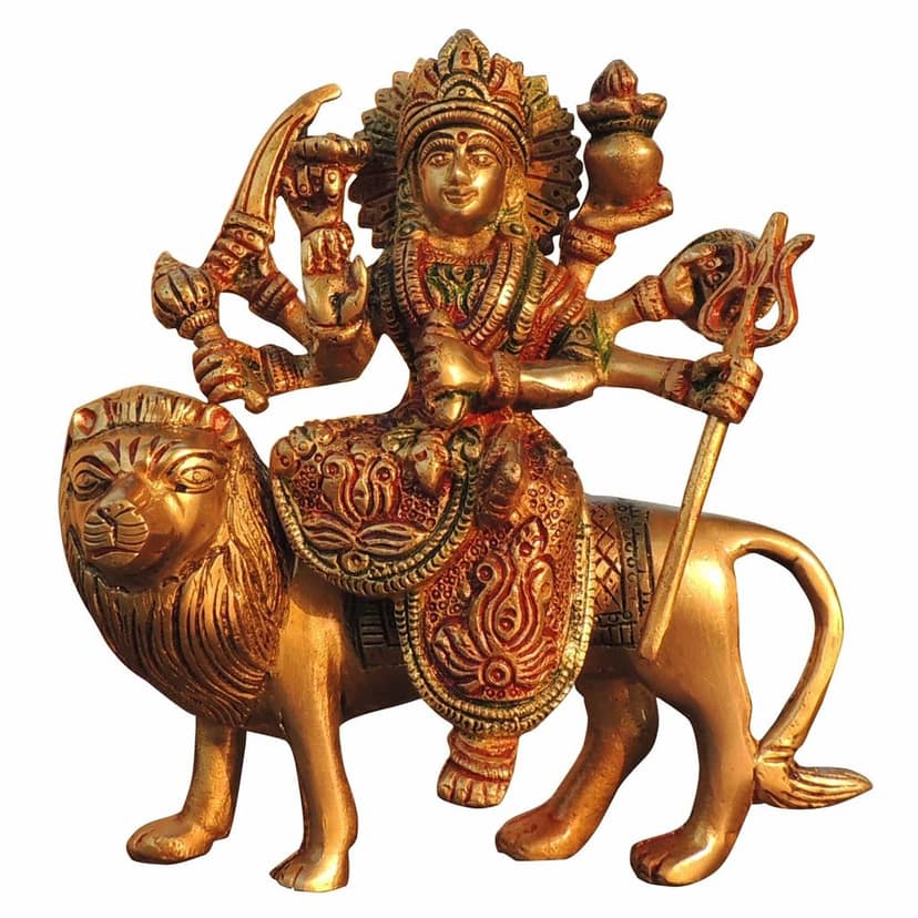 Brass Durga Ji Handcrafted Statue - Spiritual Home Temple Idol, Height : 6.5 Inch (BSMAS937 Q) view 2