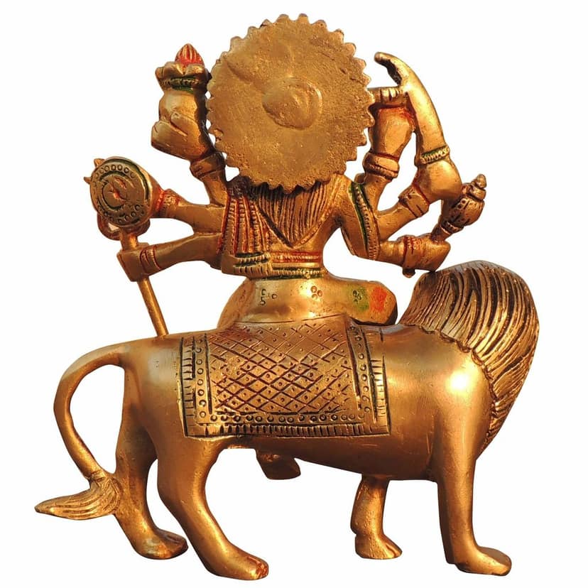 Brass Durga Ji Handcrafted Statue - Spiritual Home Temple Idol, Height : 6.5 Inch (BSMAS937 Q) view 3