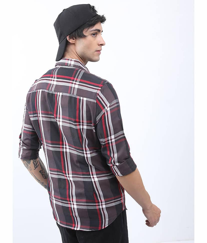 Ketch Cotton Blend Regular Fit Checks Full Sleeves Men's Casual Shirt - Brown ( Pack of 1 ) view 3