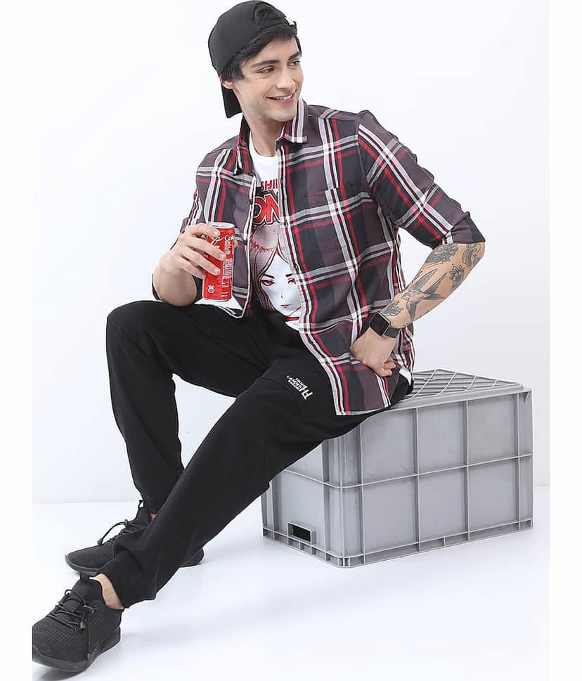 Ketch Cotton Blend Regular Fit Checks Full Sleeves Men's Casual Shirt - Brown ( Pack of 1 ) view 4