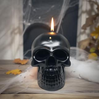 Gothic Skull Decorative Candles Set of 3 Black | Halloween Home Decor | Spooky Candle Set for Party & Table Decoration | Unique Horror Theme Gifts for Goth Lovers