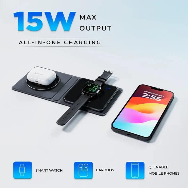 Lapcare VIO 2 IN 1 Wireless Charging Stand With Multiple Protection (LWC-663) view 4