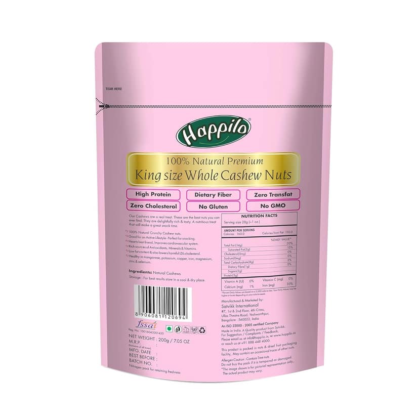 Happilo Premium King Size Whole Cashew Nuts view 2