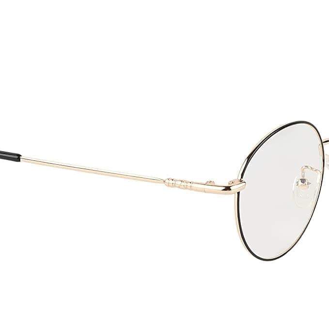 Jodykoes Elegant Looking Blu Light Protection Anti Glare Metal Round Frame Spectacle Eyeglasses Eyewear (Black & Gold) view 2