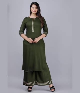 MAUKA - Green Straight Rayon Women's Stitched Salwar Suit ( Pack of 1 )