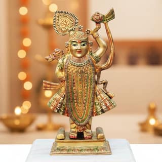 Brass Shrinath Ji / Banke Bihari Krishna Murti Idol ? Handcrafted Brass Statue, Height : 17.5 Inch (BSMAS941 D)