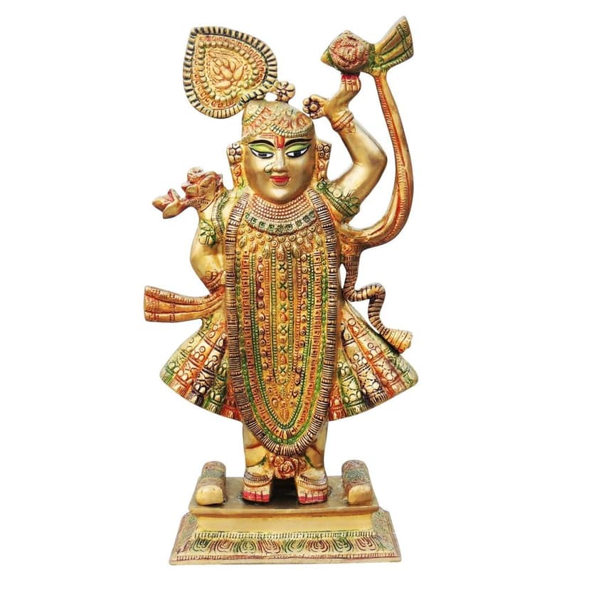 Brass Shrinath Ji / Banke Bihari Krishna Murti Idol ? Handcrafted Brass Statue, Height : 17.5 Inch (BSMAS941 D) view 2