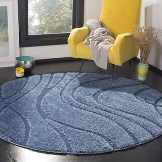 GALLERY HOME Silky Smooth Anti-Skid Shaggy Round Carpet with 2 inch Thickness (6 x 6 Round, Sky Blue Q10)