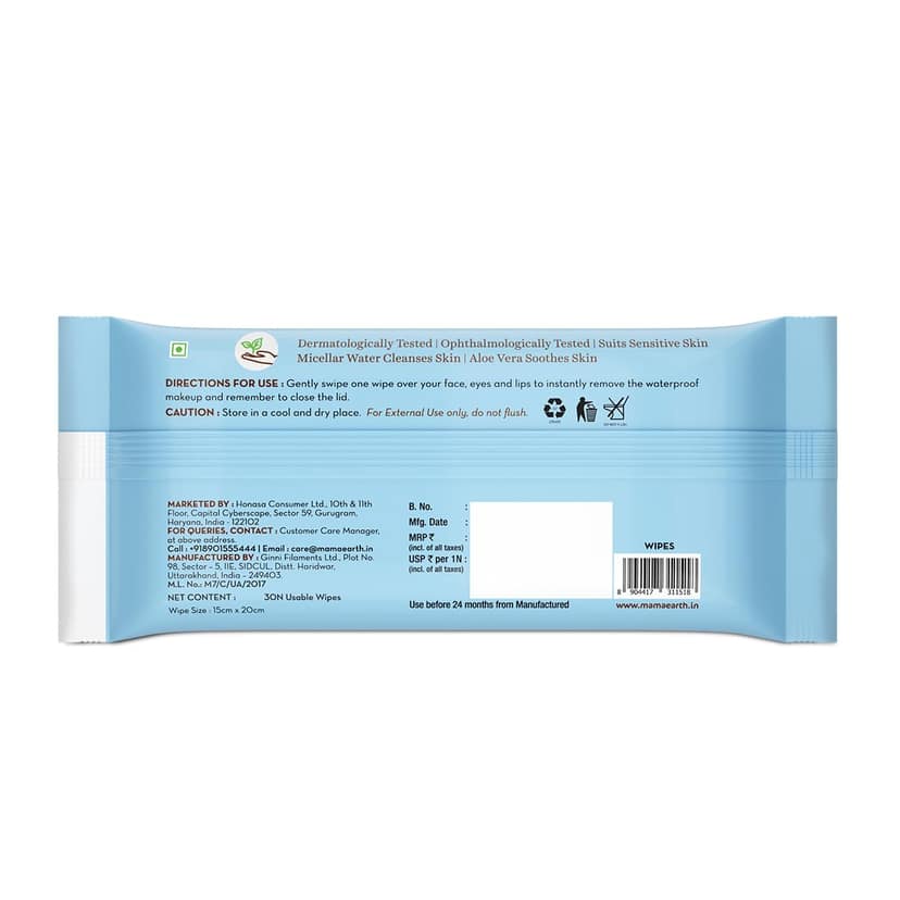 Mamaearth Micellar Gentle Makeup Remover Wipes view 2
