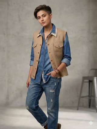 Handcrafted Jute Block Print Pocket Jacket