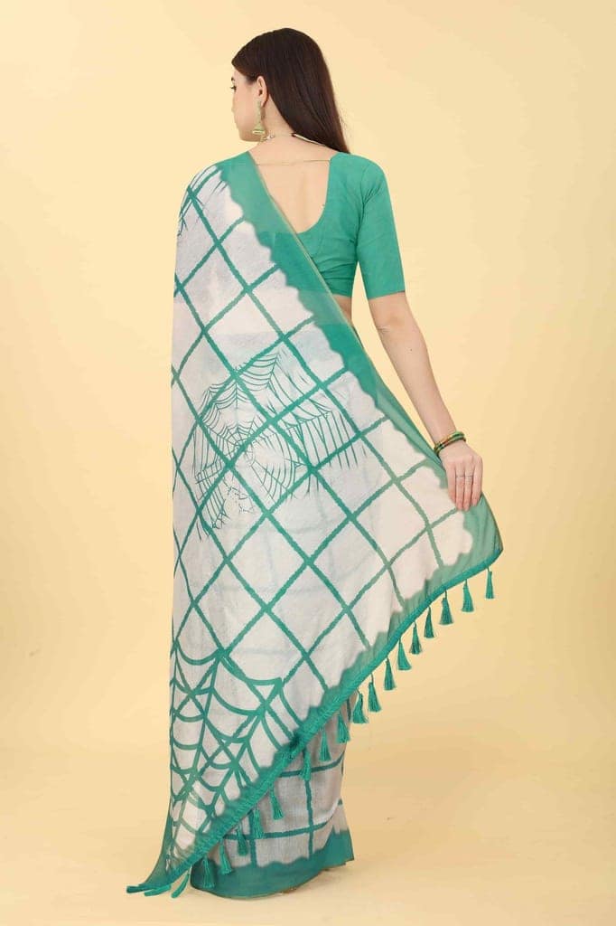 Women's Chanderi Tie And Dye Digital Printed Saree view 3