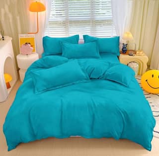 Brevard International Double Bed Flat Bedsheet | 190 GSM Flannel Super Soft Warm | With 2 Pillow Covers for Winters - 90x100 Inches, Aqua