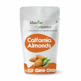 ManHar Organics California Almonds 400gm | Badam Giri | Nutritious & Delicious High in Fiber & Boost Immunity | Healthy Snacks | Dry Fruit (California Almonds, 400gm)