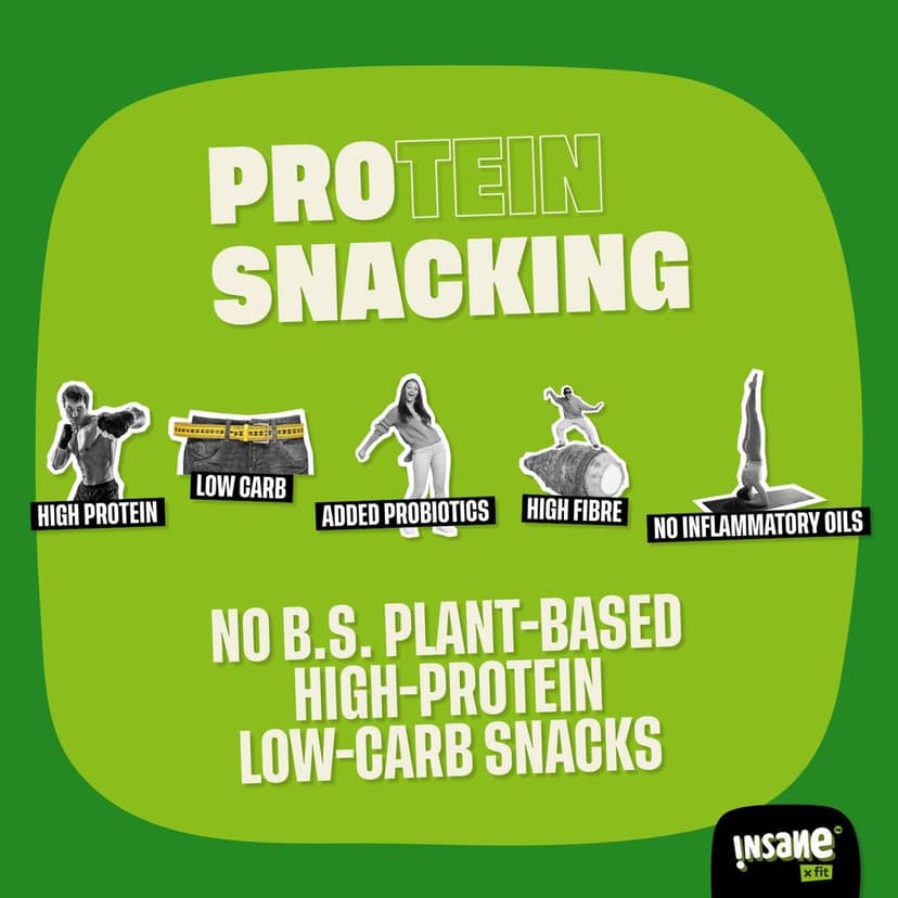 Insane Fit Protein Puffs | Jalapeno Lime 60g x 4 | Plant Protein | Roasted | Probiotics & Fibre | No Vegetable Oil view 4