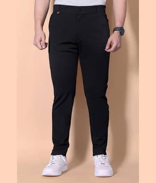 MATHAE Regular Flat Men's Trouser - Black ( Pack of 1 )
