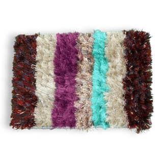 ELURU hend carfated Luxury Multi-Color Shaggy Floor Mat | Soft Fur Anti-Skid Decorative Carpet for Home & Bedroom