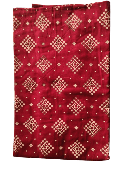 Women's Long Sleeve Cotton Nightgown, Red and Gold Floral Print view 3